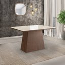 Ver imagem 2 de Mesa para Sala de Jantar 120x90cm com Vidro Lapidado Off White/Tabaco
