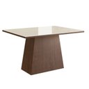 Ver imagem 1 de Mesa para Sala de Jantar 120x90cm com Vidro Lapidado Off White/Tabaco