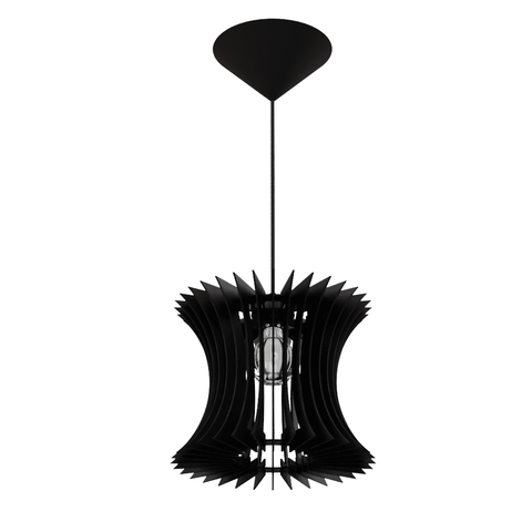Luminária Teto tipo Pendente CURVA MDF - Completa - Cor: Preta