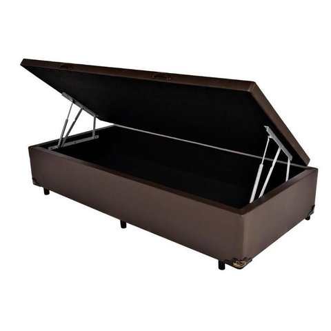 Cama Box Baú Solteiro Sintético Marrom 42x88x188