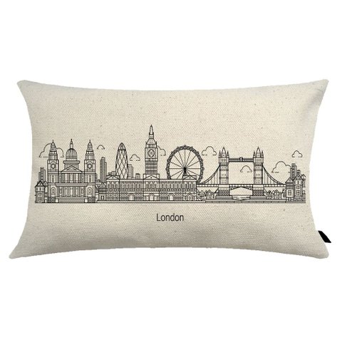 Almofada City Retangular Estampada 30x50cm Londres - Somente capa