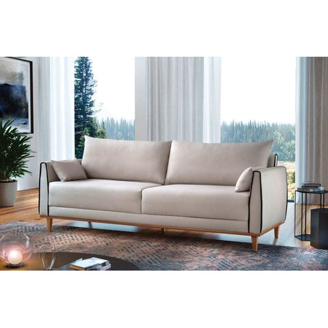 Sofá Fixo Fenix 1,80cm Pés Madeira Almofadas Soltas