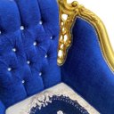 Ver mais imagens de Par de Poltronas Clássicas Azul Escuro com Dourado 104x84x75cm