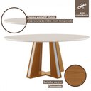 Ver imagem 3 de Mesa de Madeira Madri Redonda 100cm com Vidro Cinamomo/off White - Lj Móveis
