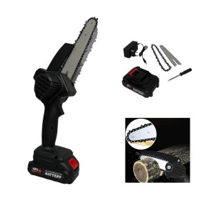 Mini Motosserra Eletrica 48v sem Fio Bateria Recarregavel 6 Polegadas Potente Corta Bambu Galho Lenh