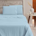 Ver imagem 2 de Kit Lençol de Cama Casal com Elástico e Fronha 200 Fios Algodão 4 Peças Ponto Palito Anti-pilling To