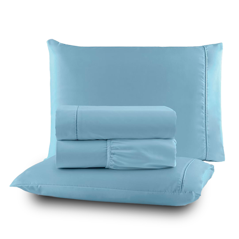 Kit Lençol de Cama Casal com Elástico e Fronha 200 Fios Algodão 4 Peças Ponto Palito Anti-pilling To