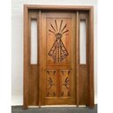 Ver imagem 4 de Portal Madeira Maciça Vitrô Duplo Santa Entalhada Completa 143x213x16cm Cedro Rosa