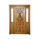 Ver imagem 2 de Portal Madeira Maciça Vitrô Duplo Santa Entalhada Completa 143x213x16cm Cedro Rosa