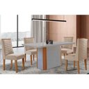Ver imagem 1 de Conjunto Sala de Jantar Pietá C/ Tampo Madeirado C/ Vidro Canto Curvo 120x80cm e 4 Cadeiras Dafne