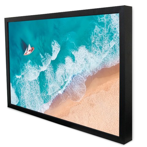 Quadro Decorativo Praia em Moldura Caixa Tacolado Moldura Caixa 3cm Preta sem Vidro 20 X 30cm