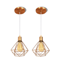 Ver imagem 1 de Pendentes Luminárias de Teto Aramado Diamante Dourado Kit 2