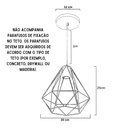 Ver imagem 3 de Pendentes Luminárias de Teto Aramado Diamante Dourado Kit 2