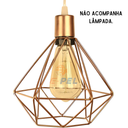 Ver imagem 6 de Pendentes Luminárias de Teto Aramado Diamante Dourado Kit 2