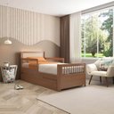 Ver imagem 1 de Bicama Solteiro Infantil Reversível LED com Rattan Grade em Palito Wave Casatema MadeiraOriginals Marrom/Freijó