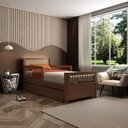 Ver imagem 2 de Bicama Solteiro Infantil Reversível LED com Rattan Grade em Palito Wave Casatema MadeiraOriginals Marrom/Freijó