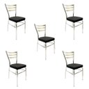 Ver imagem 1 de Kit 5 Cadeiras de Cozinha com Reforço Cromada Assento Grosso Preto - Poltronas do Sul