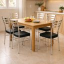 Ver imagem 2 de Kit 5 Cadeiras de Cozinha Jantar com Reforço Cromada Assento Grosso Preto