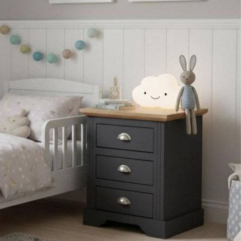 Mesa de Cabeceira Infantil 3 Gavetas Toledo Cinza