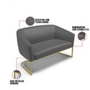Ver imagem 5 de Sofá 2 Lugares Namoradeira Industrial Dourado Stella Sintético Grafite D03 - D’Rossi