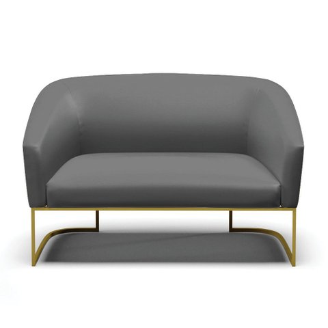 Sofá 2 Lugares Namoradeira Industrial Dourado Stella Sintético Grafite D03 - D’Rossi