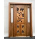 Ver imagem 3 de Portal Madeira Maciça Vitrô Duplo Beija Flor Real Entalhada Completa 153x213x16cm Cedro Rosa