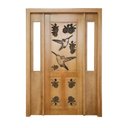 Ver imagem 1 de Portal Madeira Maciça Vitrô Duplo Beija Flor Real Entalhada Completa 153x213x16cm Cedro Rosa