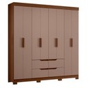Ver imagem 6 de Guarda Roupa Casal com Cômoda Sapateira Doble 8 Portas de Bater 4 Gavetas MDP Nogueira Capuccino