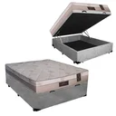 Ver imagem 1 de Cama Box Baú Casal Conforto Suede Cinza + Colchão Casal Conforto Espuma D33 Com EPS 26x138x188