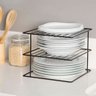 Suporte Quadrado  Para Pratos Organizador Prato Armário Aramado Preto - 1