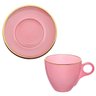 Jogo de Xícaras de Chá Matte Rosa com Borda Dourada em Vidro com Pires 170ml - 8 Peças - 6