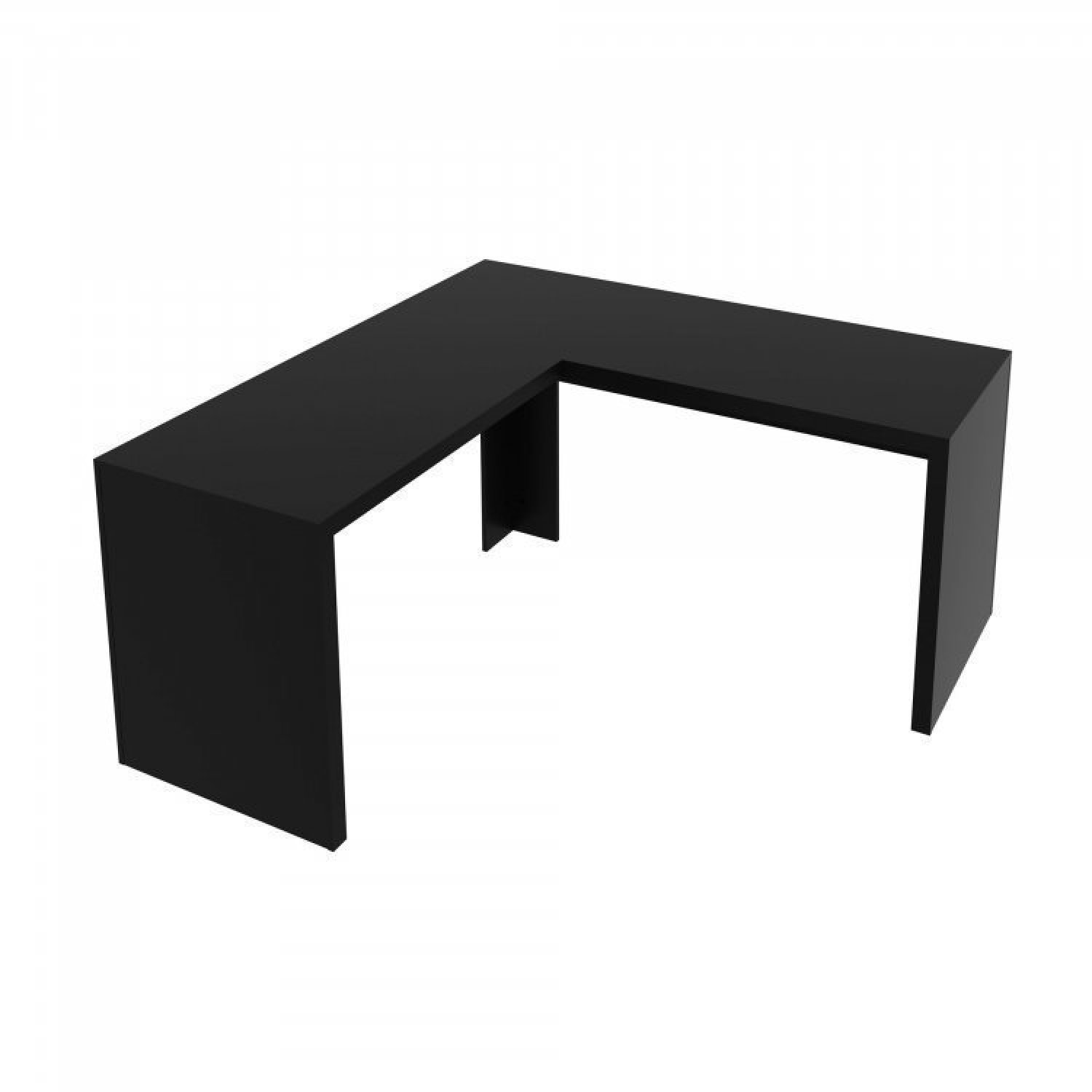 Mesa para Escritório em L com 1 Balcão 2 Portas Espresso Móveis Preto - 4