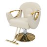 Cadeira P/salão de Beleza Decorativa C/regulagem de Altura Descanso P/pés Pu Bege/dourada G31 - Gran - 1