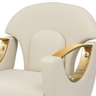 Cadeira P/salão de Beleza Decorativa C/regulagem de Altura Descanso P/pés Pu Bege/dourada G31 - Gran - 6