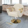 Cadeira P/salão de Beleza Decorativa C/regulagem de Altura Descanso P/pés Pu Bege/dourada G31 - Gran - 5