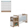 Berço Cômoda com Cantoneira 101 e Cômoda Trocador 2523 Doce Sonho Carvalho Rústico TOQ Branco - Qmov - 1