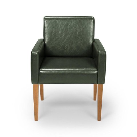 Cadeira Poltrona Capri Decorativa Couríssimo Sala de Estar Escritório Recepção Império Verde