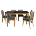 Ver imagem 5 de Conjunto Mesa Mira Premium Madeira Maciça C/ Tampo Madeirado C/ Vidro 160x90cm e 6 Cadeiras Lara