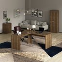 Ver imagem 1 de Conjunto 3 Peças com Mesa para Escritório em L, Armário Multiuso Alto e Baixo Marrom