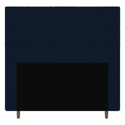 Cabeceira Cama Box Casal Queen Size Leiria 160cm Veludo Azul Marinho - Desk Design
