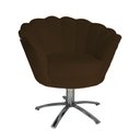 Ver imagem 1 de Poltrona Decorativa Pétala Base Giratória Metal Couro Marrom Mz Decor