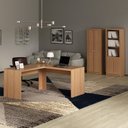Ver imagem 2 de Conjunto 3 Peças com Mesa para Escritório em L, Armário Multiuso e Estante Marrom
