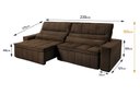 Ver imagem 2 de Sofá Retrátil Reclinável Supremo 2,30m Suede Velut Marrom Molas no Assento - King House