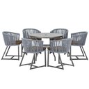 Ver imagem 1 de Mesa e 6 Cadeiras e Noronha Preto E9 Trama Original Prata