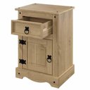 Ver imagem 4 de Mesa de Cabeceira de Madeira Maciça com 1 Porta e 1 Gaveta Marrom Antique