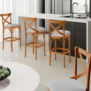 Ver imagem 2 de Banqueta Alta Cozinha Bancada Bar Sala de Jantar Estofada Ávila L02 Linho Cinza - Lyam Lyam Decor