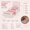 Ver imagem 2 de Cama Infantil Gatinho Montessori Branca com Proteção Lateral e Design Lúdico MDF:Rosa