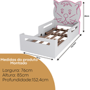 Ver imagem 5 de Cama Infantil Gatinho Montessori Branca com Proteção Lateral e Design Lúdico MDF:Rosa