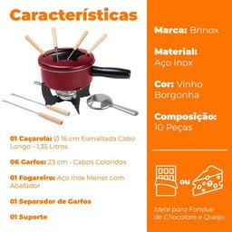 Aparelho de Fondue 10 peças Borgonha Vinho - Brinox 1257/116 - 6