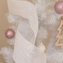 Ver imagem 2 de Tela Natal Malha Tule Decorativa Perolada Furta Cor Branco e Rosa 25cm X 5m Fita Premium